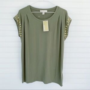 MMK Olive Studded blouse Size M New